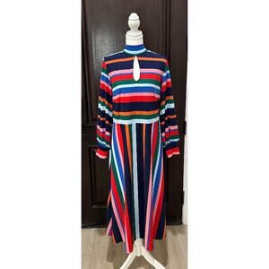 NWT Eloquii Rainbow Stripe Puff Sleeve Dress – Size 14
